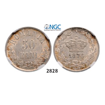05.05.2013, Auction 2/2828. Romania, Carol I, 1866­-1914, 50 Bani 1876, Brussels, Silver, NGC MS62