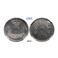 05.05.2013, Auction 2/2832. Romania, Carol I, 1866­-1914, Pattern 20 Bani 1905, Brussels, White Metal, NGC MS63