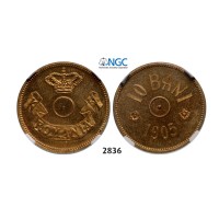 05.05.2013, Auction 2/2836. Romania, Carol I, 1866­-1914, Pattern 10 Bani 1905, Brussels, Brass, NGC MS63