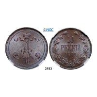 05.05.2013, Auction 2/ 2933. Russia, For Finland, 10 Penniä 1889, Helsingfors, Copper, NGC MS63BN