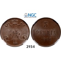 05.05.2013, Auction 2/2934. Russia, For Finland, 5 Penniä 1889, Helsingfors, Copper, NGC MS64BN