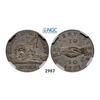 05.05.2013, Auction 2/2987. Sierra Leone, British Colony-­Sierra Leone Company, 10 Cents 1791, Silver, NGC AU58