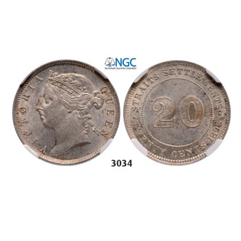 05.05.2013, Auction 2/3034. Straits Settlements (Singapore/Malaysia), Victoria, 1837-­1901, 20 Cents 1893, Silver , NGC MS62