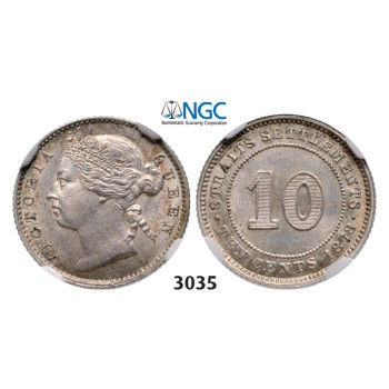 05.05.2013, Auction 2/3035. Straits Settlements (Singapore/Malaysia), Victoria, 1837-­1901, 10 Cents 1878, Silver, NGC MS63