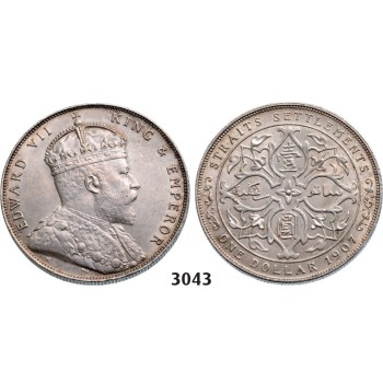 05.05.2013, Auction 2/3043. Straits Settlements (Singapore/Malaysia), Edward VII, 1901-­1910, Dollar 1907-­H, Birmingham, Silver