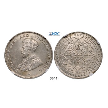05.05.2013, Auction 2/ 3044. Straits Settlements (Singapore/Malaysia),George V, 1910-­1936, Dollar 1920, Silver, NGC MS63