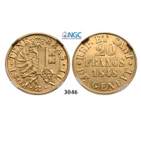 05.05.2013, Auction 2/3046. Switzerland, Swiss Cantons, Geneva, 20 Francs 1848, GOLD, NGC AU58