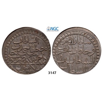 05.05.2013, Auction 2/3147. Turkey, Mustafa III, AH1171-­1187 (1757-­1774 AD), 2 Zolota AH1171 Year 9 (1765) Kostantiniye (Istanbul) Billon, NGC AU58