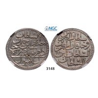 05.05.2013, Auction 2/3148. Turkey, Mustafa III, AH1171-­1187 (1757-­1774 AD), Zolota AH1171 "Year 11/85" (1767) Kostantiniye (Istanbul) Billon, NGC UNC