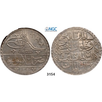 05.05.2013, Auction 2/3154. Turkey, Selim III, AH1203-­1222 (1789­-1807 AD), Yuzluk AH1203 Year 1 (1789) Islambul (Instanbul) Silver, NGC MS64