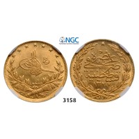 05.05.2013, Auction 2/3158. Turkey, Muhammad V, AH1327-­1336 (1909­-1918 AD), 100 Kurus AH1327/4 (1912 AD) Kostantiniye (Instanbul) GOLD, NGC MS64