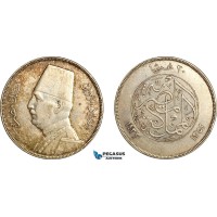 A7/176, Egypt, Fuad, 20 Piastres AH1352//1933, London Mint, Silver, KM# 352, Dark toning! VF-EF