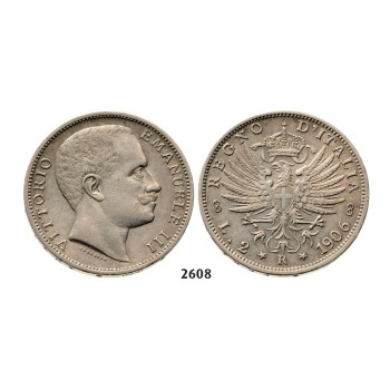 2608 Italy, Kingdom, Vittorio Emanuele III, 1900­-1946, 2 Lire 1906-­R, Rome, Silver