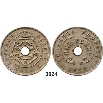 3024. Southern Rhodesia (Zimbabwe), George V, 1910-­1936, Penny 1935, Copper-­Nickel
