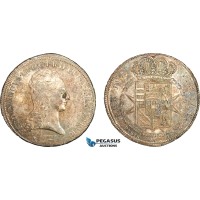 A7/349, Italy, Tuscany, Ferdinand III, 10 Paoli (Francescone) 1799, Florence Mint, Silver, MIR 405/8, Violet/green toning! EF-UNC