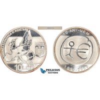 A6/433, Romania, 10 Lei 2009 European Union, Silver, KM# 250, Mintage 1000 Pcs, Proof, In original box with COA