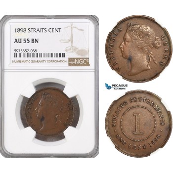 A5/996 Straits Settlements, Victoria, 1 Cent 1898, London Mint, KM# 16, NGC AU55BN