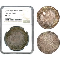 A8/022, Austria, Ferdinand I, Taler ND (1521-64), Hall Mint, Silver, Dav-8026, NGC AU58		