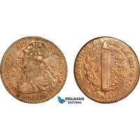 A8/149, France, Louis XVI, 2 Sols 1792 BB, Strasbourg Mint,  KM-612, Gad.24, EF