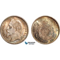 A8/155, France, Napoleon III, 1 Franc 1868 A, Paris Mint, Silver, KM-806.1, Lovely lustrous example with champagne toning, EF-UNC