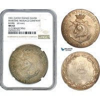 A8/161, France, Medal 1851 Maritime Message Company by Barre, Silver, NGC MS63	