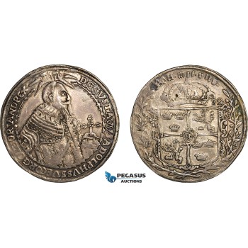 A8/182, Germany, Würzburg (Swedish Occupation) Gustav II. Adolph of Sweden, Taler 1632, Würzburg Mint, Silver (28.75g) Dav-4560, Weak struck, Dark toning! VF-EF
