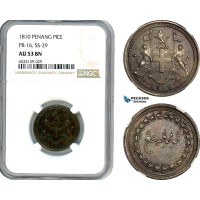 A8/336, Netherlands East Indies, Penang, Pice (Cent) 1810, London Mint, Pr-16, NGC AU53BN	