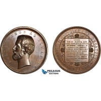 A8/376, Romania, Carol I, Bronze Medal 1881 by W. Kullrich. (Ø59mm, 97.3g) Proclamation of the Kingdom. Sommer K96., Chocolate brown toning! EF-UNC
