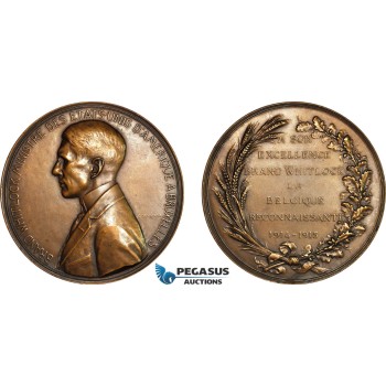 A8/575, United States, Bronze Medal 1915, by Devreese (Ø74mm, 138.5g) Brand Whitlock, United States ambassador in Belgium. UNC