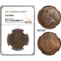 AH272, Australia, George V, 1 Penny 1911, NGC AU58BN