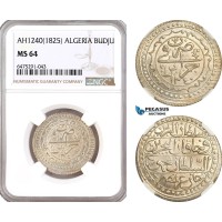 AH31, Algeria (Ottoman Empire) Mahmud II, Budju AH1240 / 1825, Silver, NGC MS64