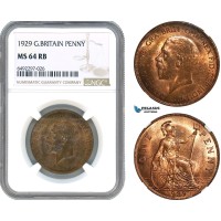 AH615, Great Britain, George V, 1 Penny 1929, NGC MS64RB