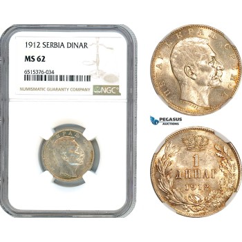 AI121, Serbia, Petar I, 1 Dinar 1912, Silver, NGC MS62
