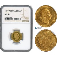 AI179, Austria, Franz Joseph, Ducat 1877, Vienna Mint, Gold, NGC MS62