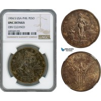 AI199, Philippines (US Administration) Peso 1904 S, San Francisco Mint, Silver, NGC UNC Det.
