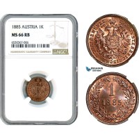 AI207, Austria, Franz Joseph, 1 Kreuzer 1885, Vienna Mint, NGC MS66RB