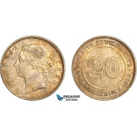 AI298, Straits Settlements, Victoria, 20 Cents 1899, Silver, EF