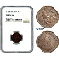 AI432, Estonia, 2 Senti 1934, NGC MS64BN