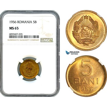 AI457, Romania, Peoples Republic, 5 Bani 1956, NGC MS65