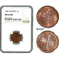 AI486, Austria, Franz Joseph, 1 Kreuzer 1885, Vienna Mint, NGC MS64RB