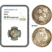 AI498, Germany, Prussia, Friedrich Wilhelm IV, 1/6 Taler 1849 A, Berlin Mint, Silver, NGC MS65