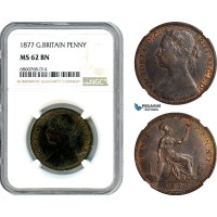 AI582, Great Britain, Victoria, 1 Penny 1877, London Mint, NGC MS62BN