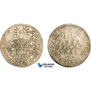 AI618, Germany, Lippe, Simon Heinrich, 1/3 Taler 1672 IH, Detmold Mint, Silver (9.54g) VF