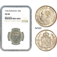 AI880, Romania, Carol II, 100 Lei 1936, Bucharest Mint, NGC AU58