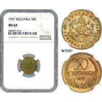 AI951, Bulgaria, Boris III, 50 Stotinki 1937, NGC MS64