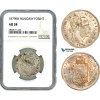 AI972, Hungary, Franz Joseph, 1 Forint 1879 KB, Kremnitz Mint, Silver, NGC AU58