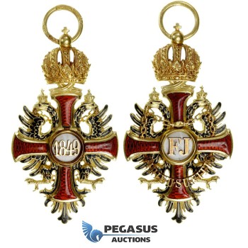 A00, Austria, Order of Franz Joseph, Gold/Enamel, V. Mayers Sohne 57x30mm, 14.15g