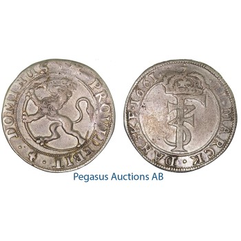 A43, Norway, Frederik III, 2 Mark 1661, Christiania, Silver (10.78g) NM156D