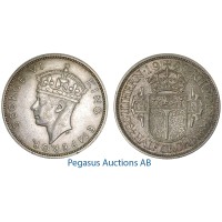 A54, Southern Rhodesia (Zimbabwe) George VI, Half Crown 1940, Very Nice!