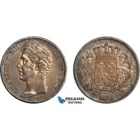 A6/103, France, Charles X, 2 Francs 1828 W, Lille Mint, Silver, Gad. 516, Dark toning, Good EF